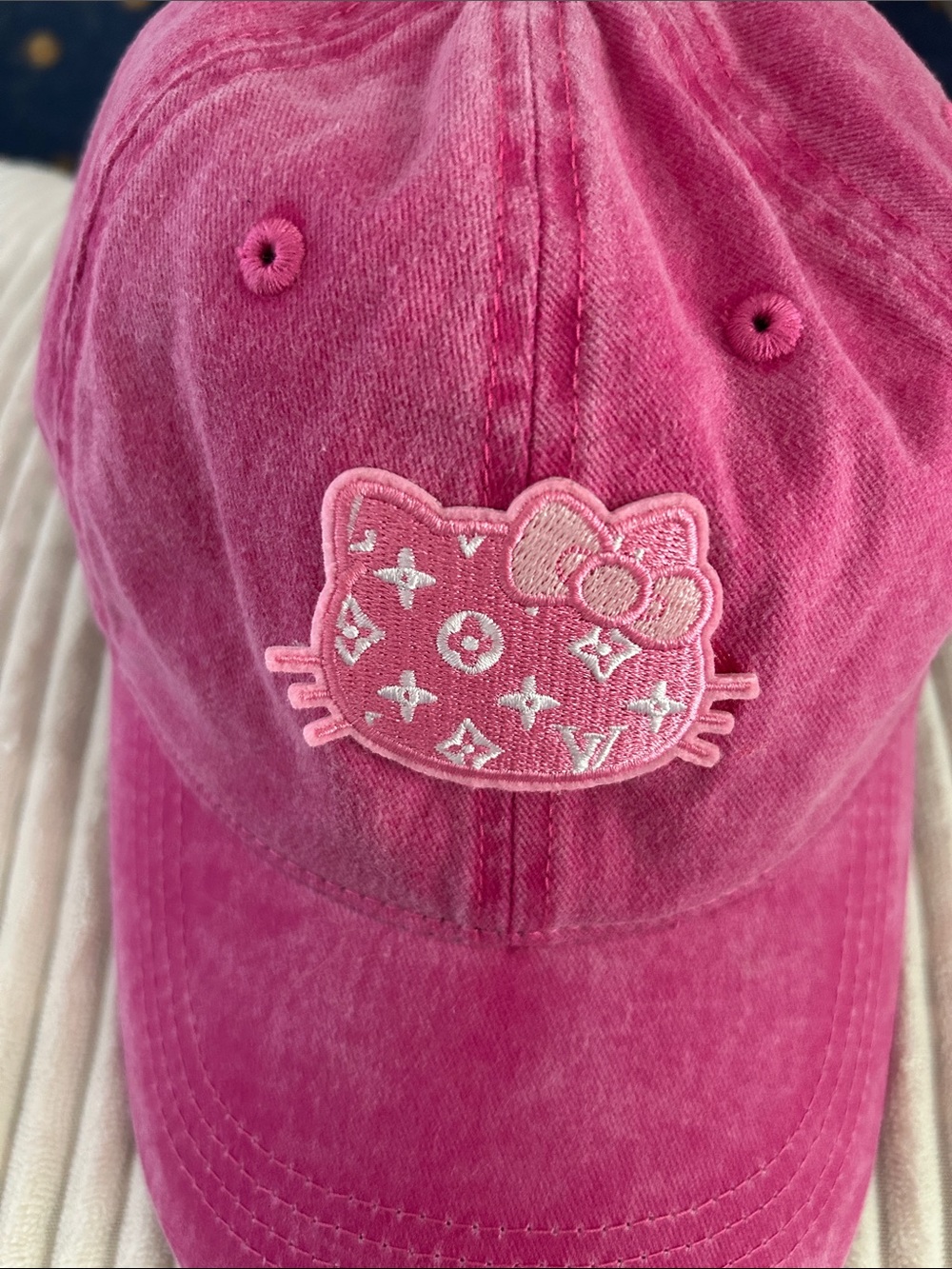 Girls' Pink Embroidered Cat Baseball Cap - Picture 3 of 6